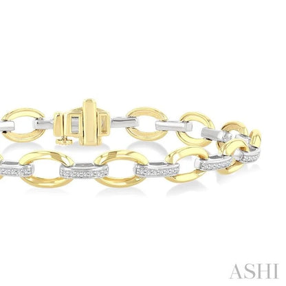 Bold Oval Shape Link Diamond Fashion Bracelet