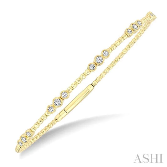 3 Stone Bezel Diamond Flex Bangle