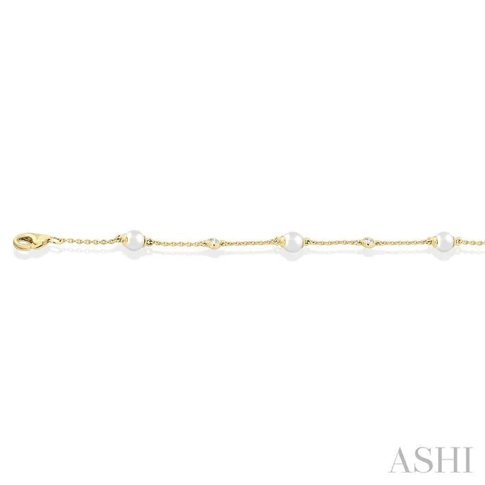 Pearl & Diamond Station Chain Bracelet