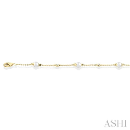 Pearl & Diamond Station Chain Bracelet