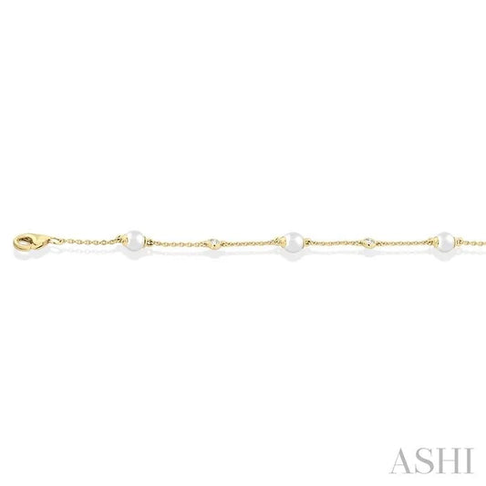 Pearl & Diamond Station Chain Bracelet