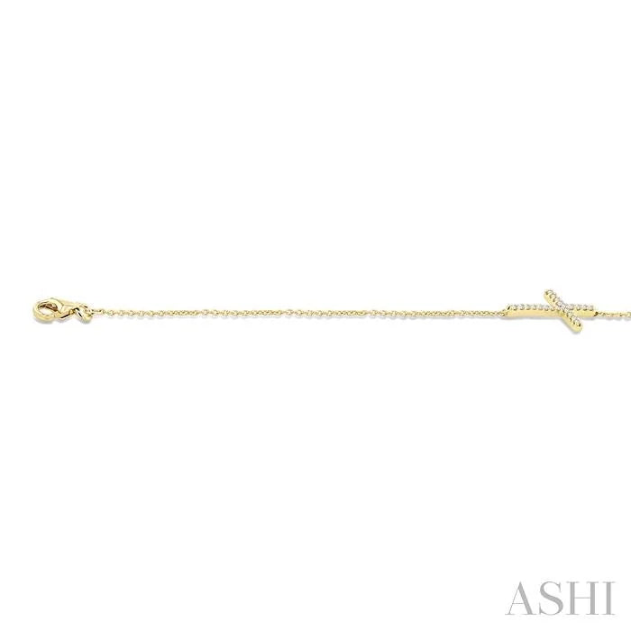 Sideway Cross Petite Diamond Fashion Chain Bracelet