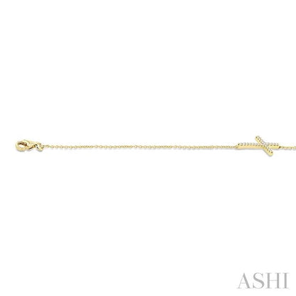 Sideway Cross Petite Diamond Fashion Chain Bracelet