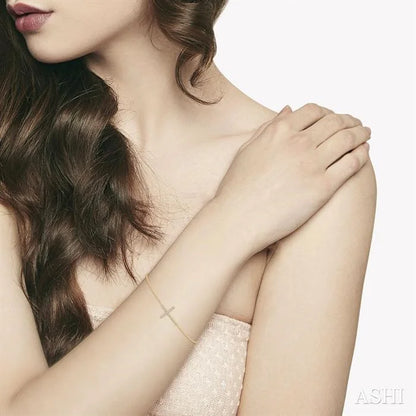 Sideway Cross Petite Diamond Fashion Chain Bracelet