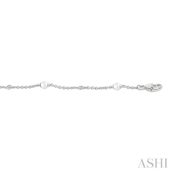 Pearl & Diamond Station Chain Bracelet