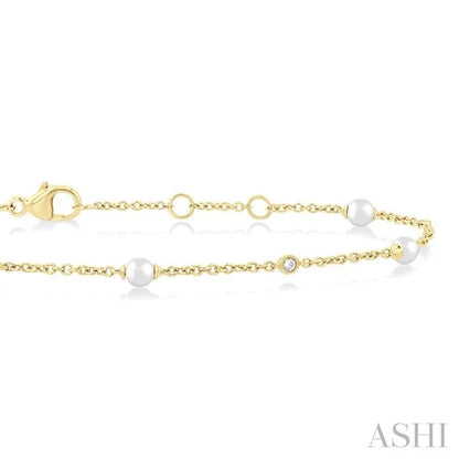 Pearl & Diamond Station Chain Bracelet