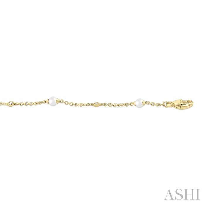 Pearl & Diamond Station Chain Bracelet