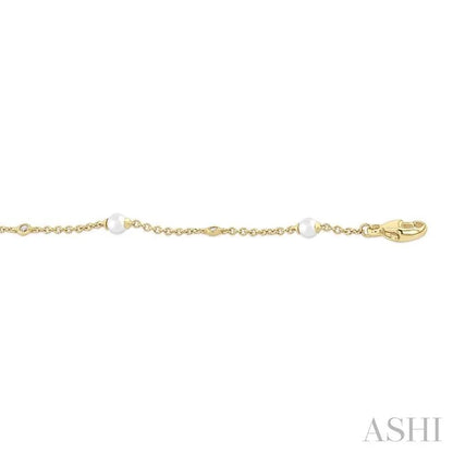 Pearl & Diamond Station Chain Bracelet