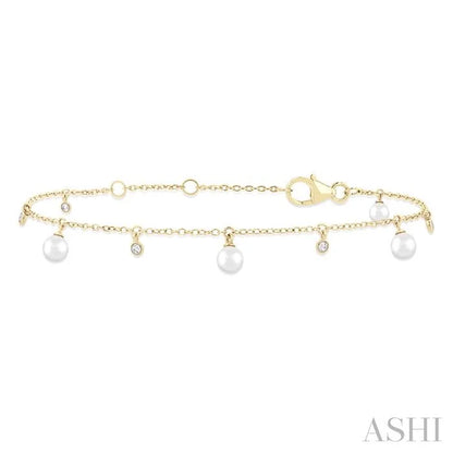 Pearl & Diamond Station Chain Bracelet