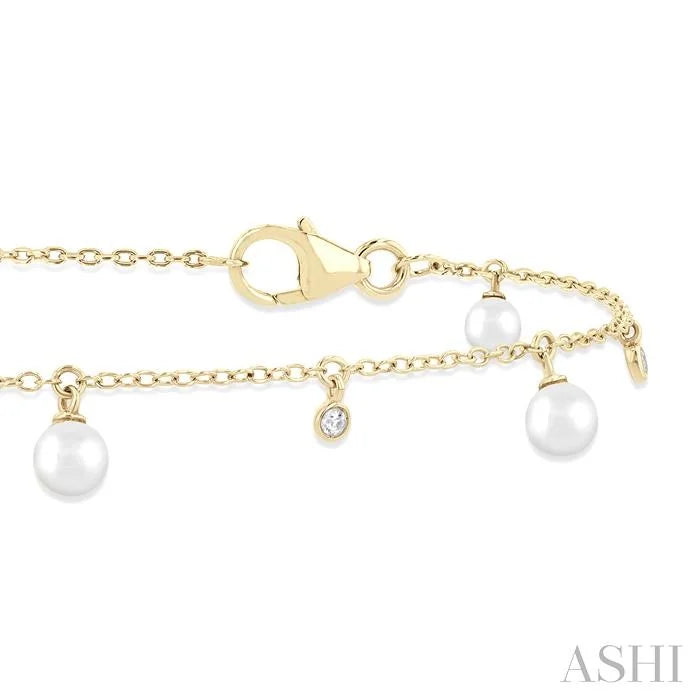 Pearl & Diamond Station Chain Bracelet