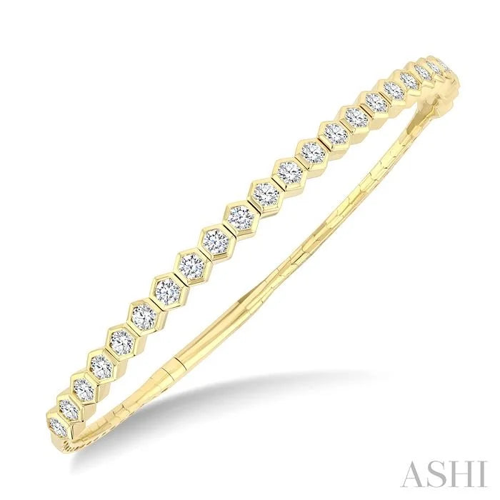 Hexagon Shape Diamond Straight Flex Bangle