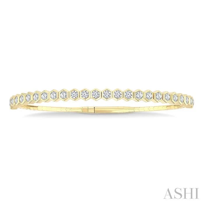 Hexagon Shape Diamond Straight Flex Bangle