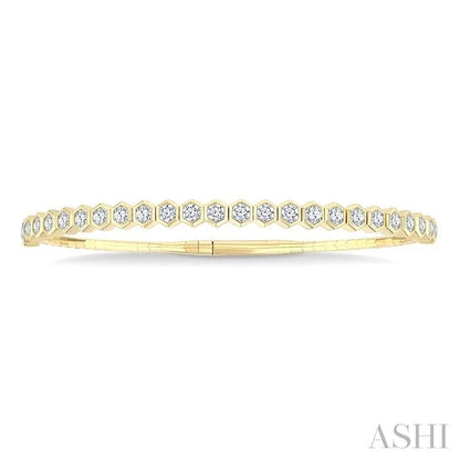 Hexagon Shape Diamond Straight Flex Bangle