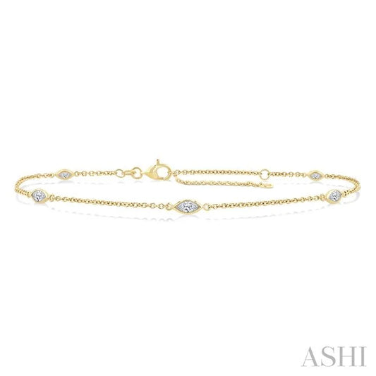 Marquise Shape Diamond Station Chain Bracelet
