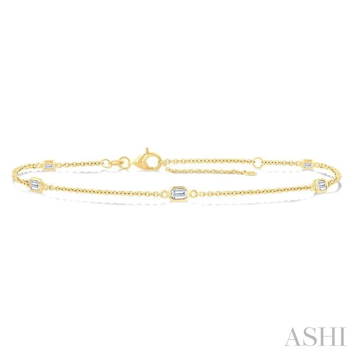 Emerald Shape Station Diamond Chain Bracelet
