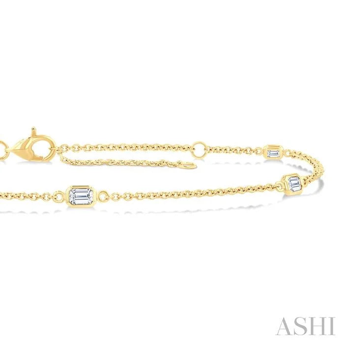 Emerald Shape Station Diamond Chain Bracelet