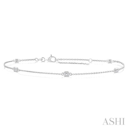 Princess Shape Diamond Station Chain Bracelet
