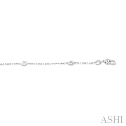Princess Shape Diamond Station Chain Bracelet