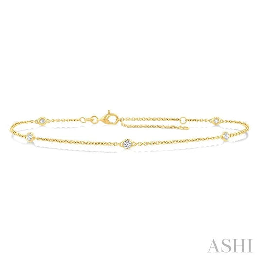 Round Shape Diamond Station Chain Bracelet