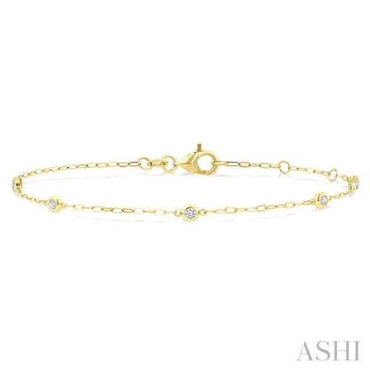 Round Shape Paperclip Diamond Station Chain Bracelet