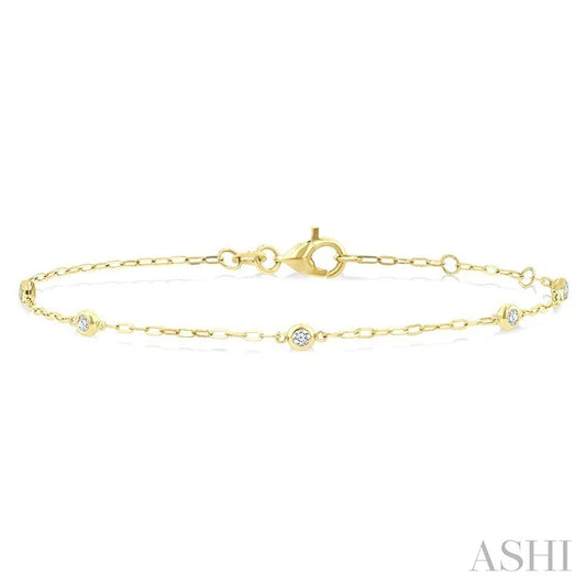Round Shape Paperclip Diamond Station Chain Bracelet