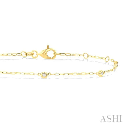 Round Shape Paperclip Diamond Station Chain Bracelet