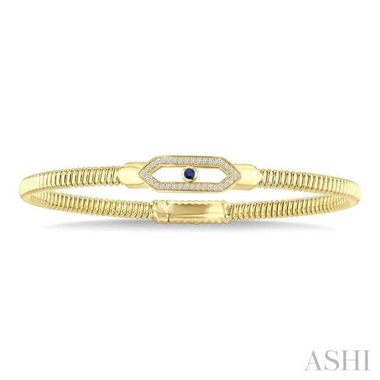 Hexagon Shape Gemstone & Diamond Fashion Flex Bangle
