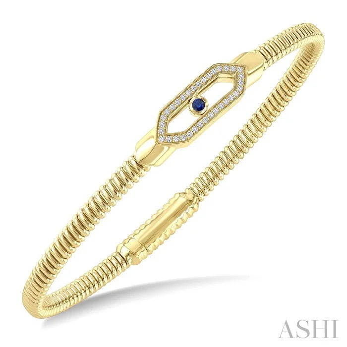Hexagon Shape Gemstone & Diamond Fashion Flex Bangle