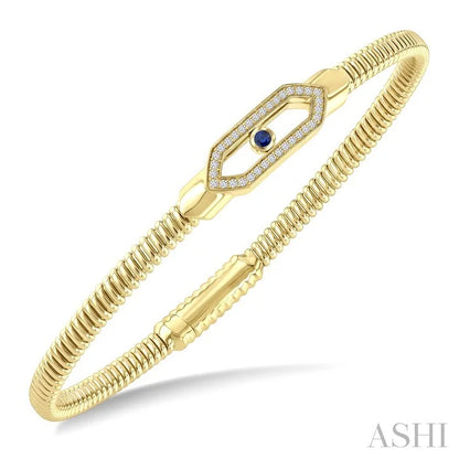 Hexagon Shape Gemstone & Diamond Fashion Flex Bangle