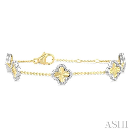 Clover Fluted Diamond Fashion Chain Bracelet