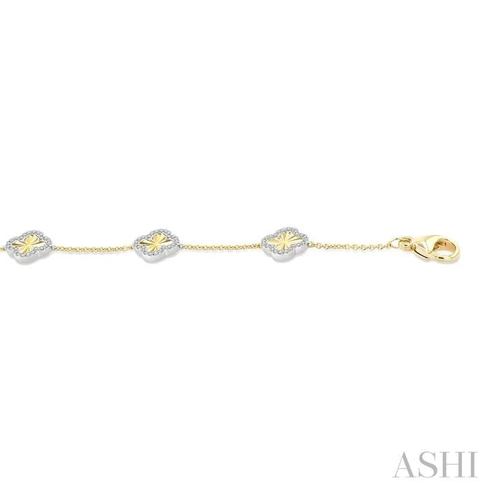 Clover Fluted Diamond Fashion Chain Bracelet