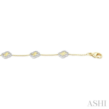 Clover Fluted Diamond Fashion Chain Bracelet
