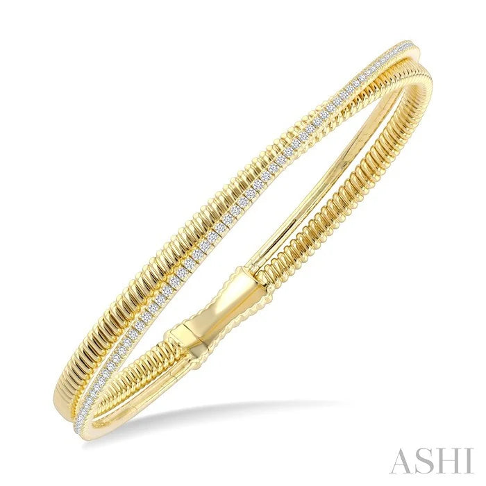 Dual Row Diamond Fashion Flex Bangle