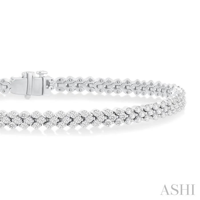 Three Row Diamond Tennis Bracelet
