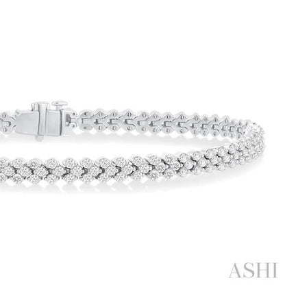 Three Row Diamond Tennis Bracelet