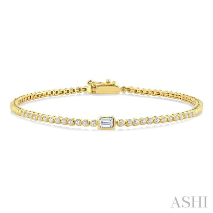 Luna Bezel Emerald Shape Diamond Fashion Bracelet