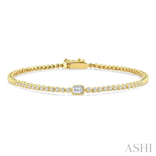 Luna Bezel Emerald Shape Diamond Fashion Bracelet