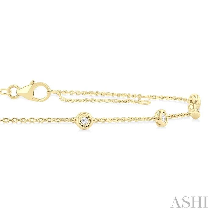 Bezel Set Diamond Station Chain Anklet