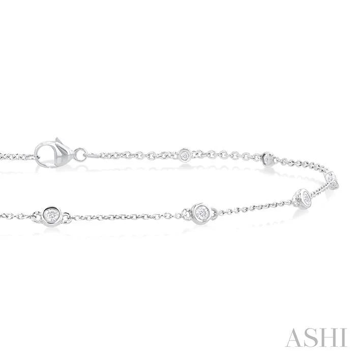 Bezel Set Diamond Station Chain Anklet