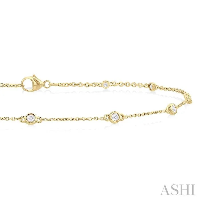 Bezel Set Diamond Station Chain Anklet