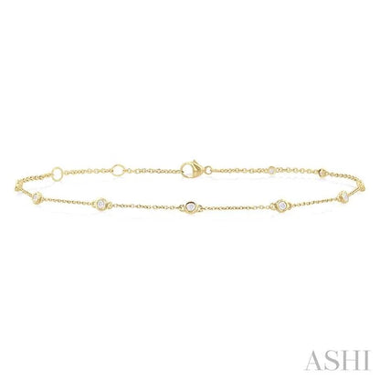 Bezel Set Diamond Station Chain Anklet