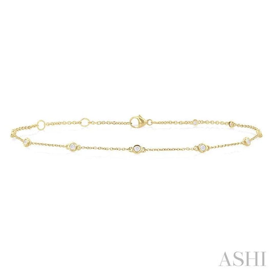 Bezel Set Diamond Station Chain Anklet