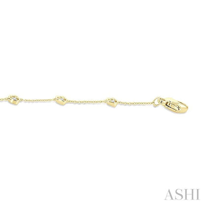 Heart Shape Bezel Set Petite Diamond Station Chain Bracelet