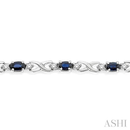 Oval Shape Gemstone & Diamond Bracelet