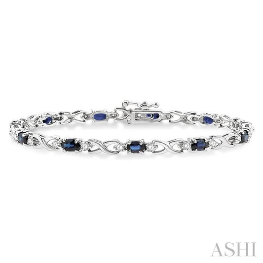 Oval Shape Gemstone & Diamond Bracelet