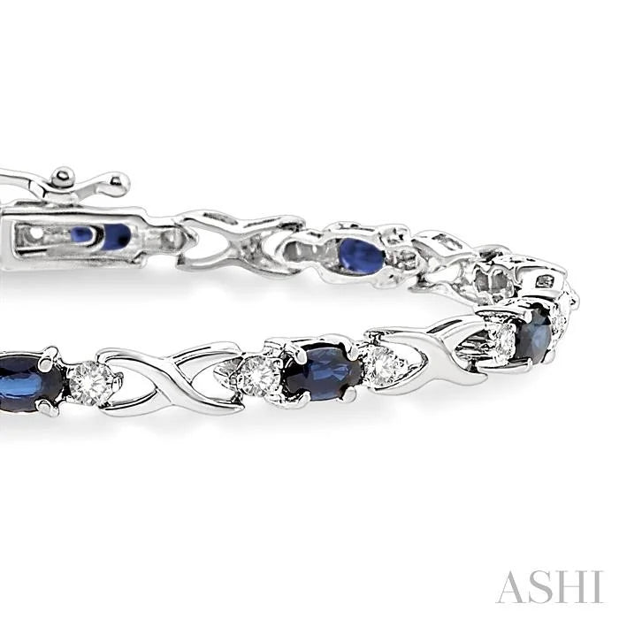 Oval Shape Gemstone & Diamond Bracelet