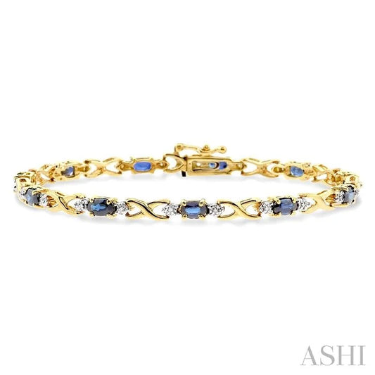 Oval Shape Gemstone & Diamond Bracelet