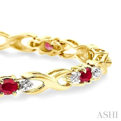 Oval Shape Gemstone & Diamond Bracelet