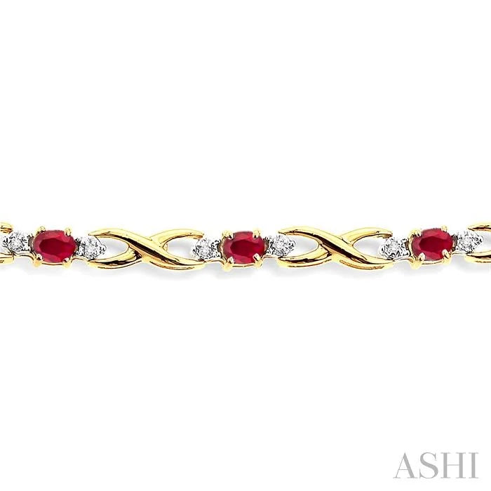 Oval Shape Gemstone & Diamond Bracelet