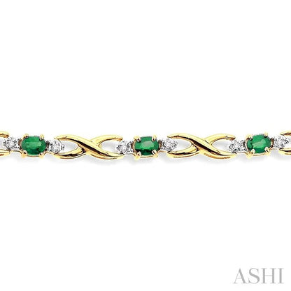 Oval Shape Gemstone & Diamond Bracelet